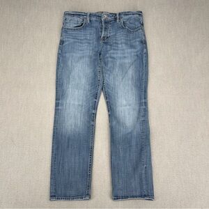 BKE Buckle Mens Jeans 34x31 Nolan Straight Distress Denim Fade Stretch Whisker